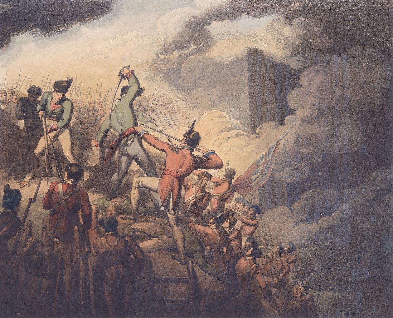 Badajoz, 6 april 1812, från "The Victories of the Duke of Wellington", graverad av T. Fielding, pub. 1819 (se 115640) av Richard Westall