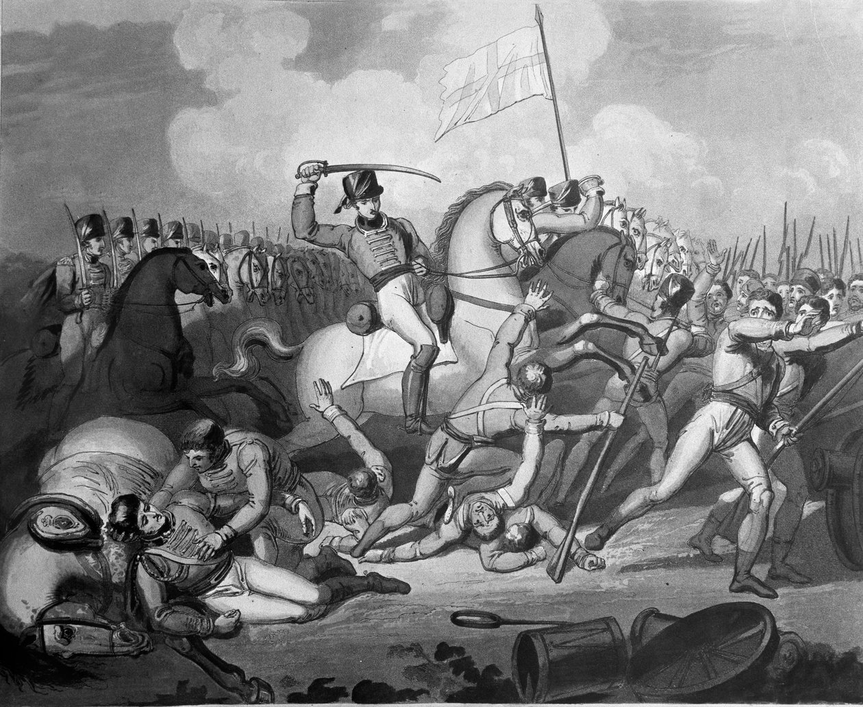 Kavallerianfall mot franskt infanteri, slaget vid Salamanca, 22 juli 1812, 1819 (akvatint) av Richard Westall