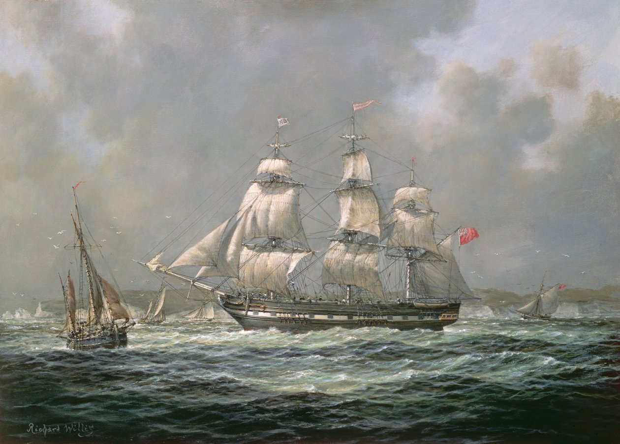 Ostindiefararen H.C.S. Thomas Coutts utanför Needles, Isle of Wight av Richard Willis