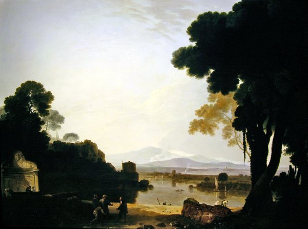 En vy nerför Tibern med Berninis Aedicula till vänster (olja på duk) av Richard Wilson