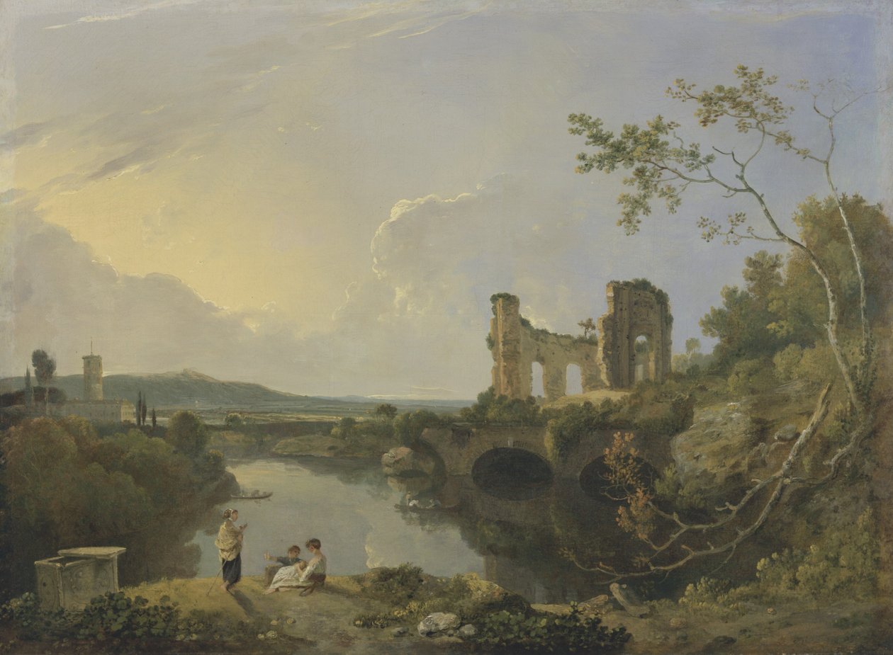 Italienskt landskap (morgon), ca 1760-65 (olja på duk) av Richard Wilson
