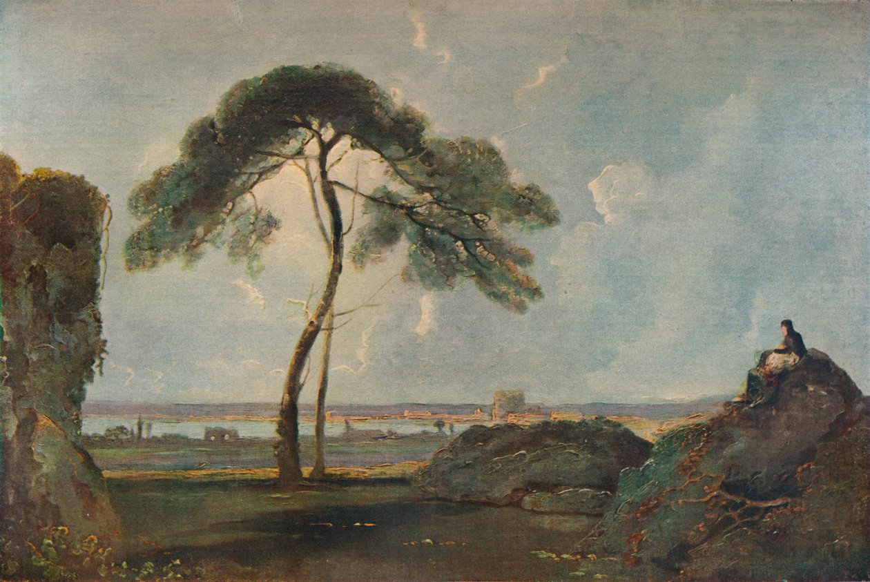 Italienskt landskap med en tall, c1756, 1938 av Richard Wilson