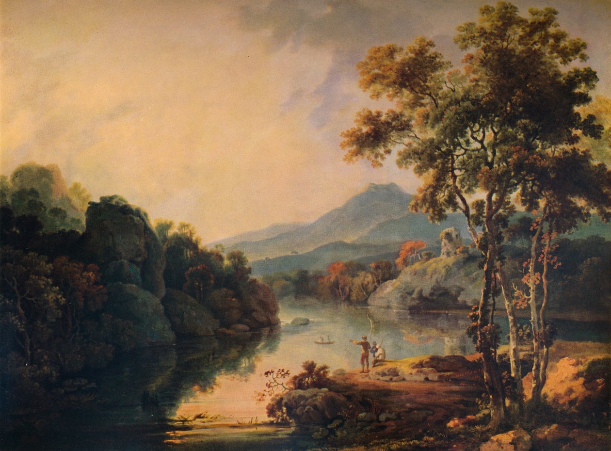 Llanberis Lake och Dolbadarn Castle, 1766, 1938 av Richard Wilson