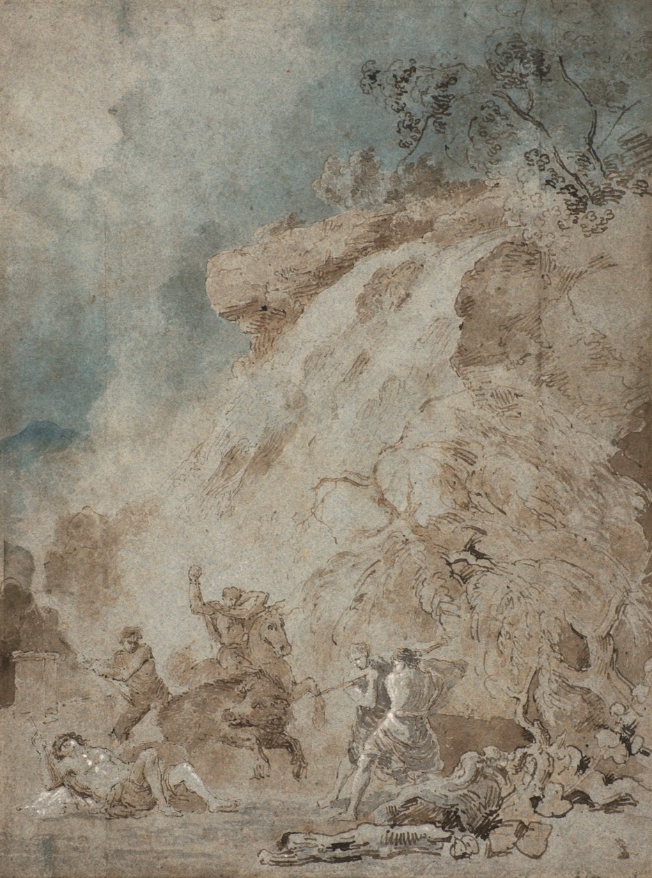 Meleager och Atalanta, ca 1770 (penna och bläck med tvätt på papper) av Richard Wilson