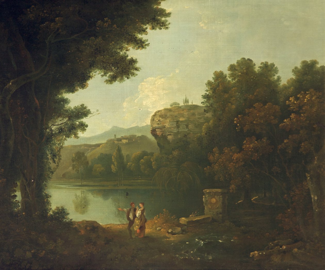 På Tibern nära Rom (olja på duk) av Richard Wilson