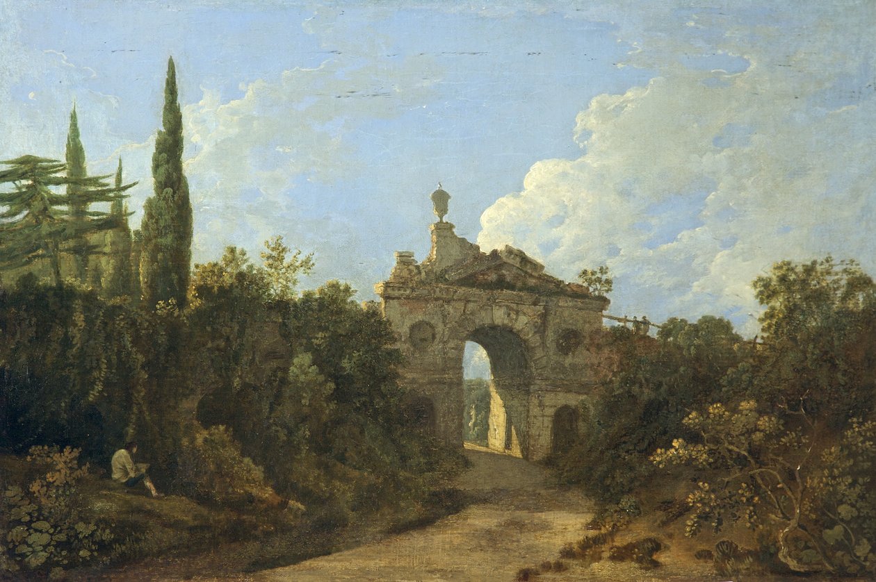 Ruined Arch i Kew Gardens, Surrey (olja på duk) av Richard Wilson