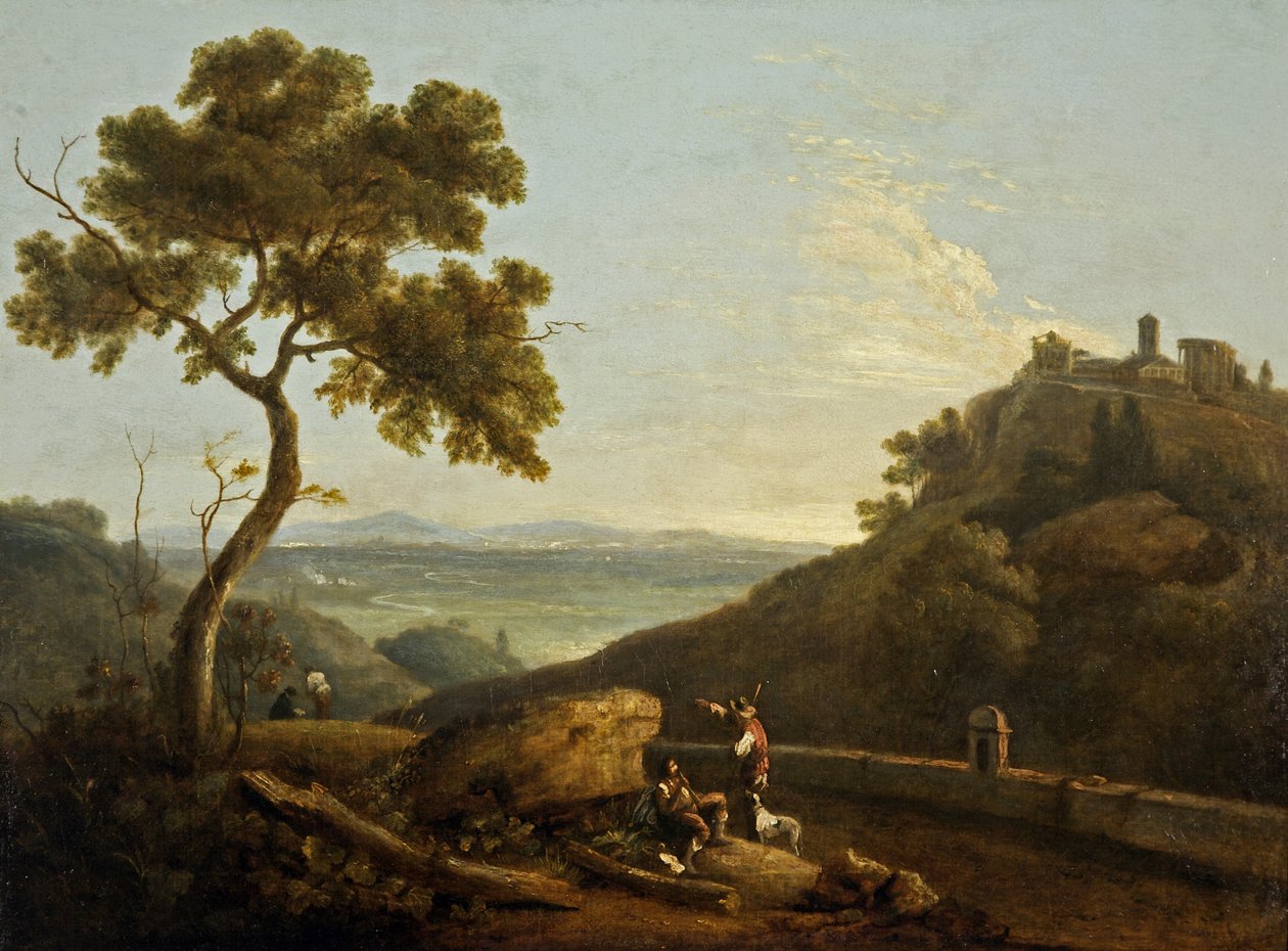 Sybilens tempel och Campagna, Tivoli, Italien (olja på duk) av Richard Wilson