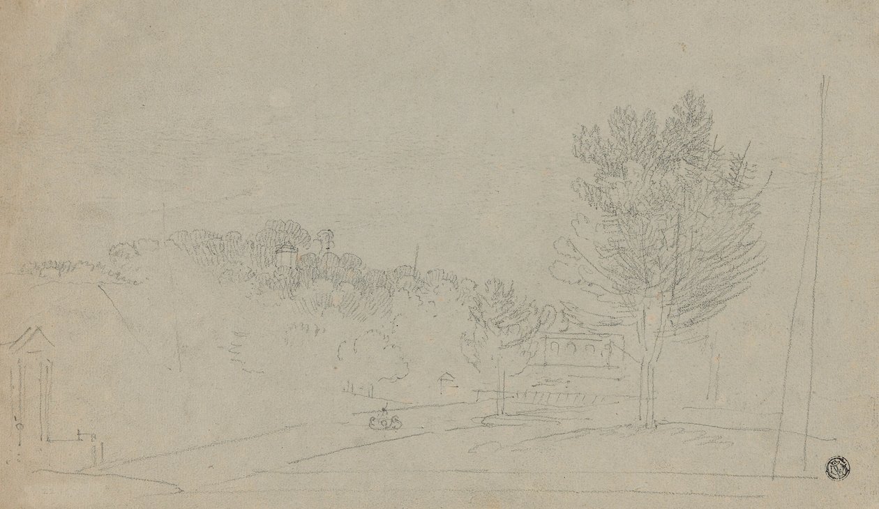 Vy över Wilson House and Gardens (recto); Utsikt över Wilson House and Gardens (verso) av Richard Wilson
