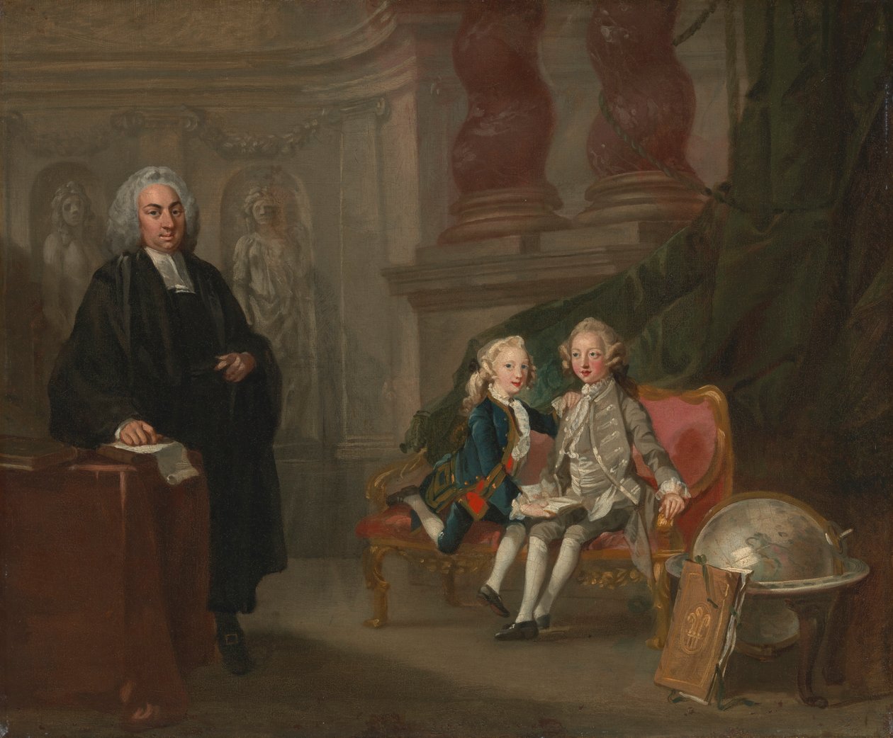 Prins George och prins Edward Augustus, Söner till Frederick, Prince of Wales, med deras lärare Dr Francis Ayscough av Richard Wilson