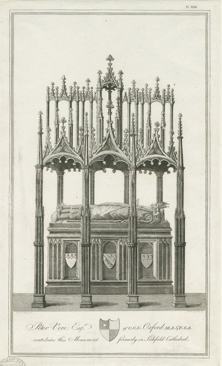 Lichfield Cathedral - Monument till biskop Blythe: gravyr, nd [1762-1798] (tryck) av Richard Woollett Basire