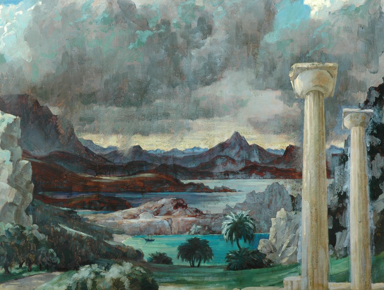 Storm över Grekland (olja på duk) av Richard Wyndham