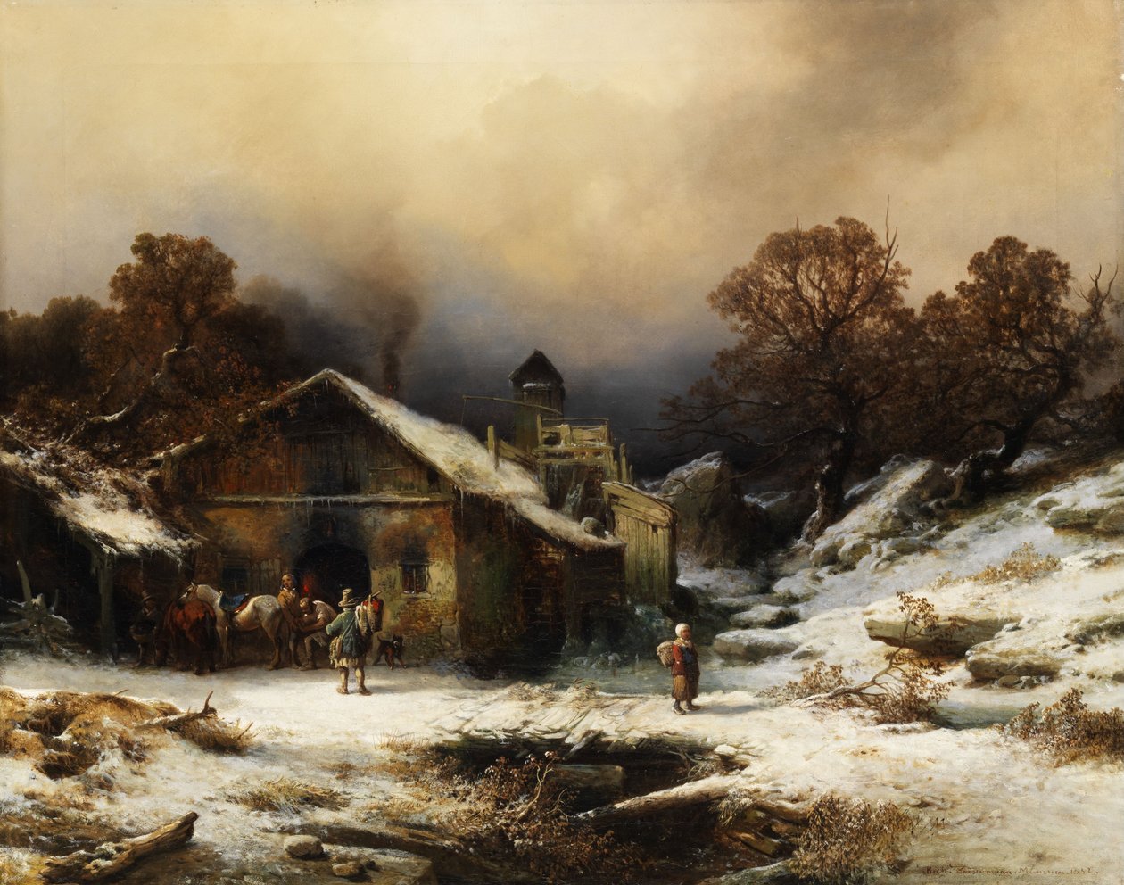 Snöigt landskap med bondgård av Richard Zimmermann