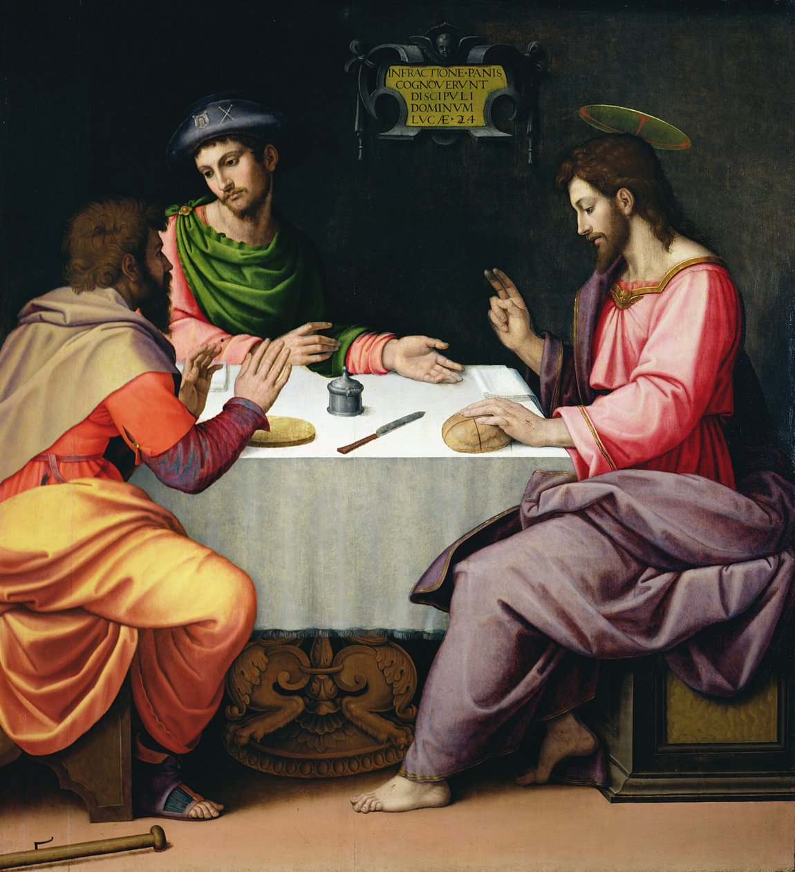Nattvarden i Emmaus, ca 1520 av Ridolfo , Il Ghirlandaio