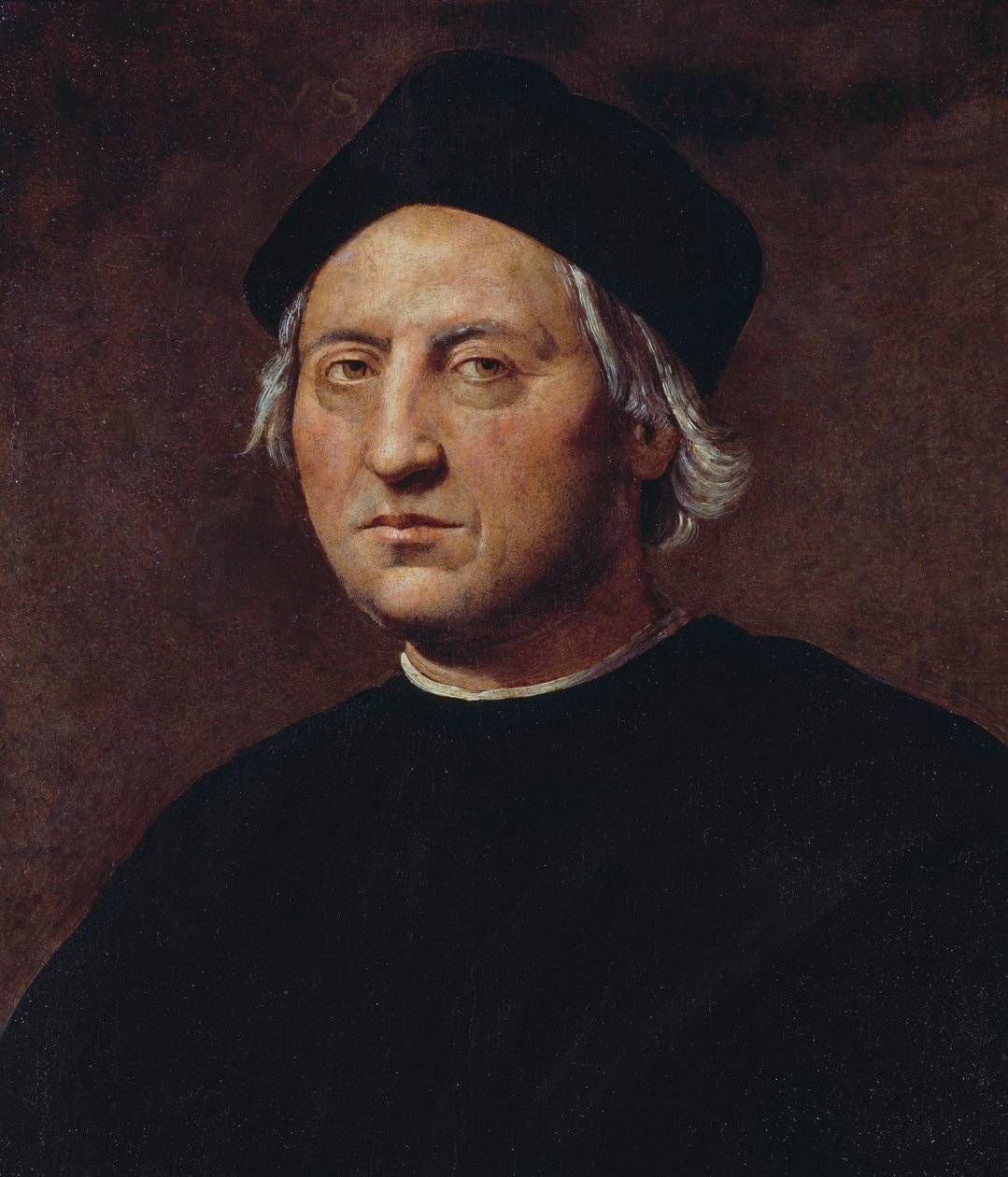 Porträtt av Christopher Columbus (1451-1506), italiensk upptäcktsresande och navigatör, målning av Ridolfo Ghirlandaio (1483-1561) av Ridolfo Il (1483 1561) Ghirlandaio