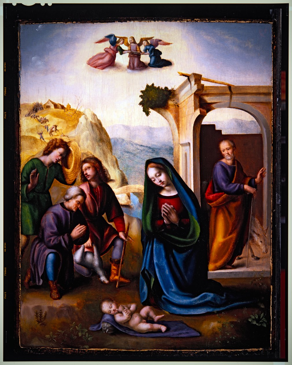 Herdarnas tillbedjan (olja på pannå) av Ridolfo Il (1483 1561) Ghirlandaio