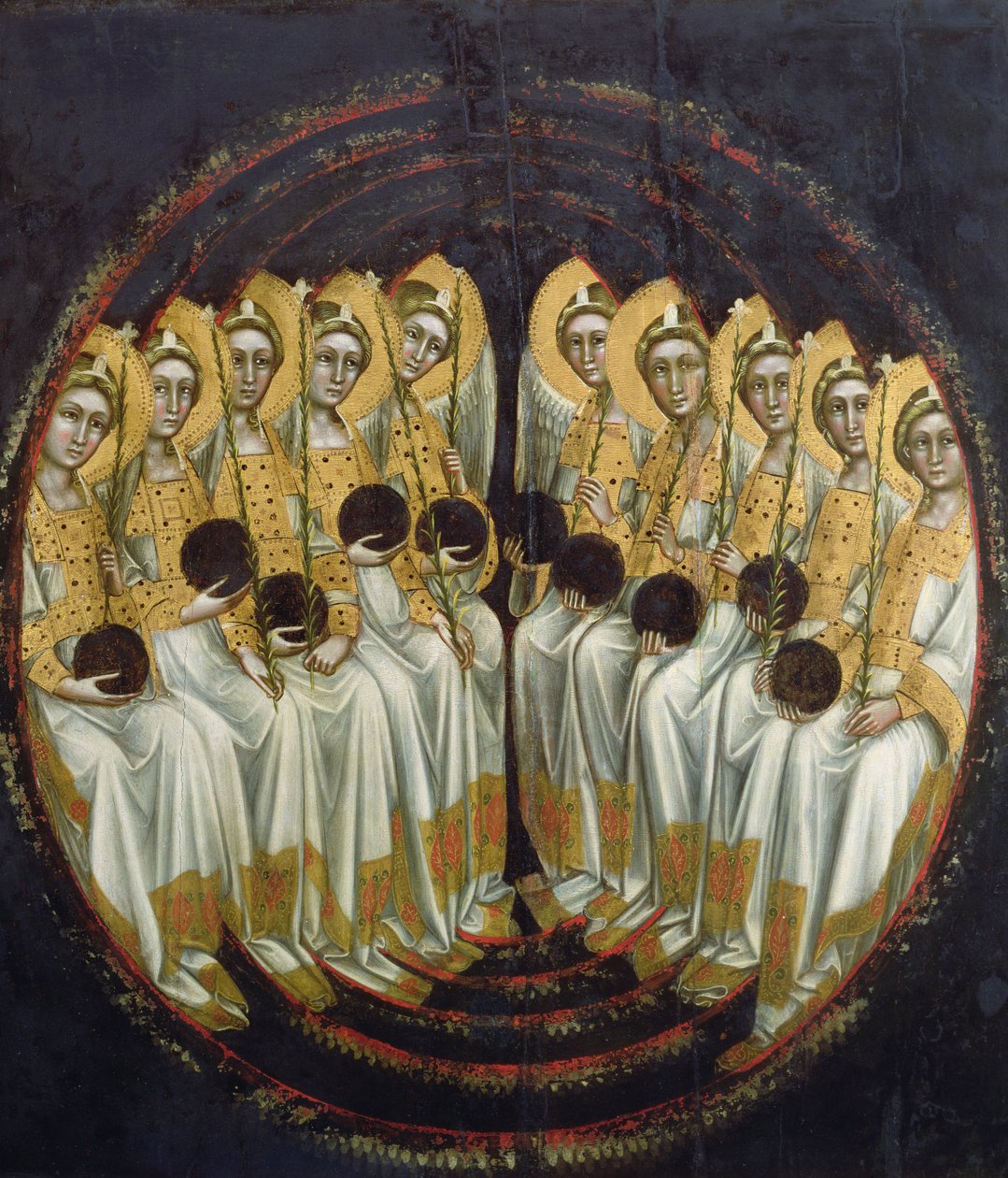 Sittande änglar med klot i sina händer, c.1348-54 av Ridolfo di Arpo Guariento