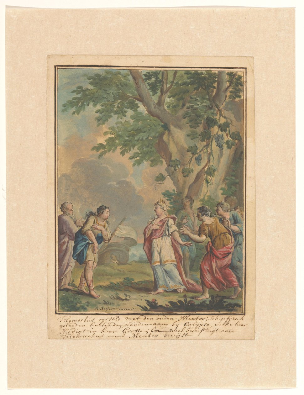 Telemachus och Mentor anländer till nymfen Calypso Telemachus-serien (serietitel) av Rienk Keyert