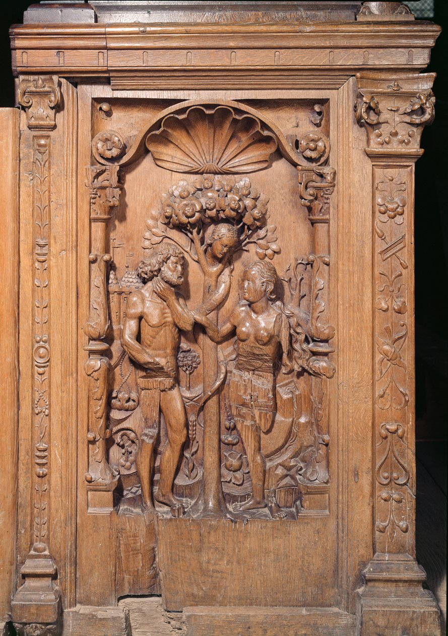Adam och Eva, från en körbås, 1526 (trä) av Rigoley Brothers
