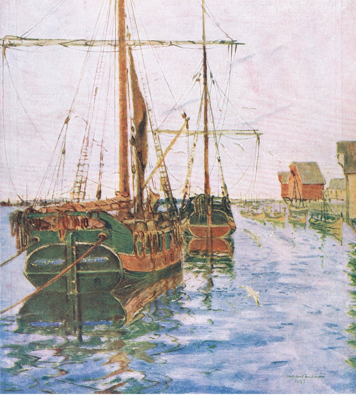 Båtar i hamnen, från My Magazine, pub.1922 av Rikard Lindstrom