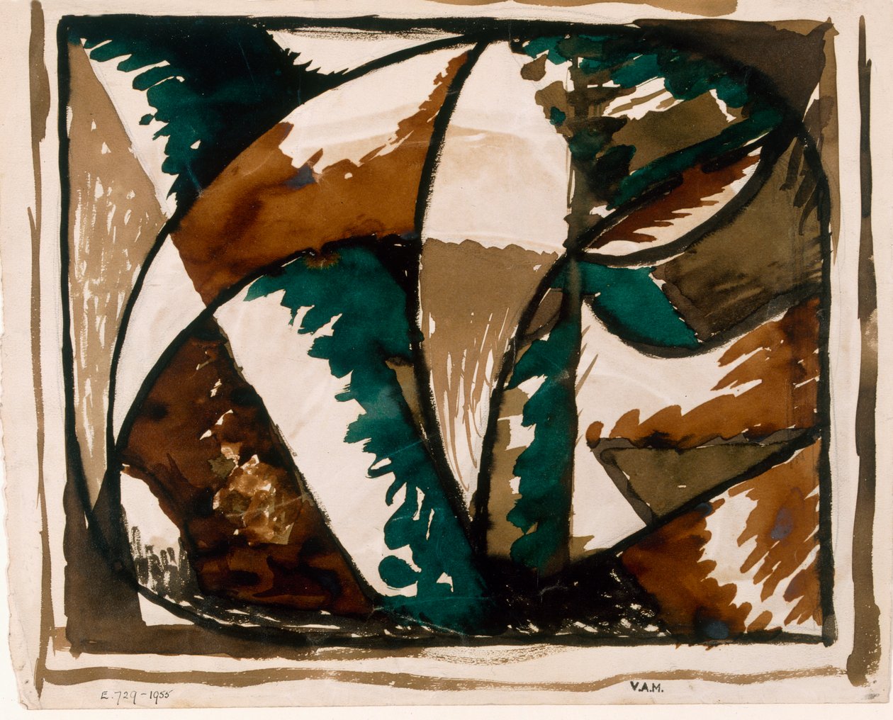Stalking Bear, design för matta, ca 1915-16 (bläck på papper) av Roald Kristian