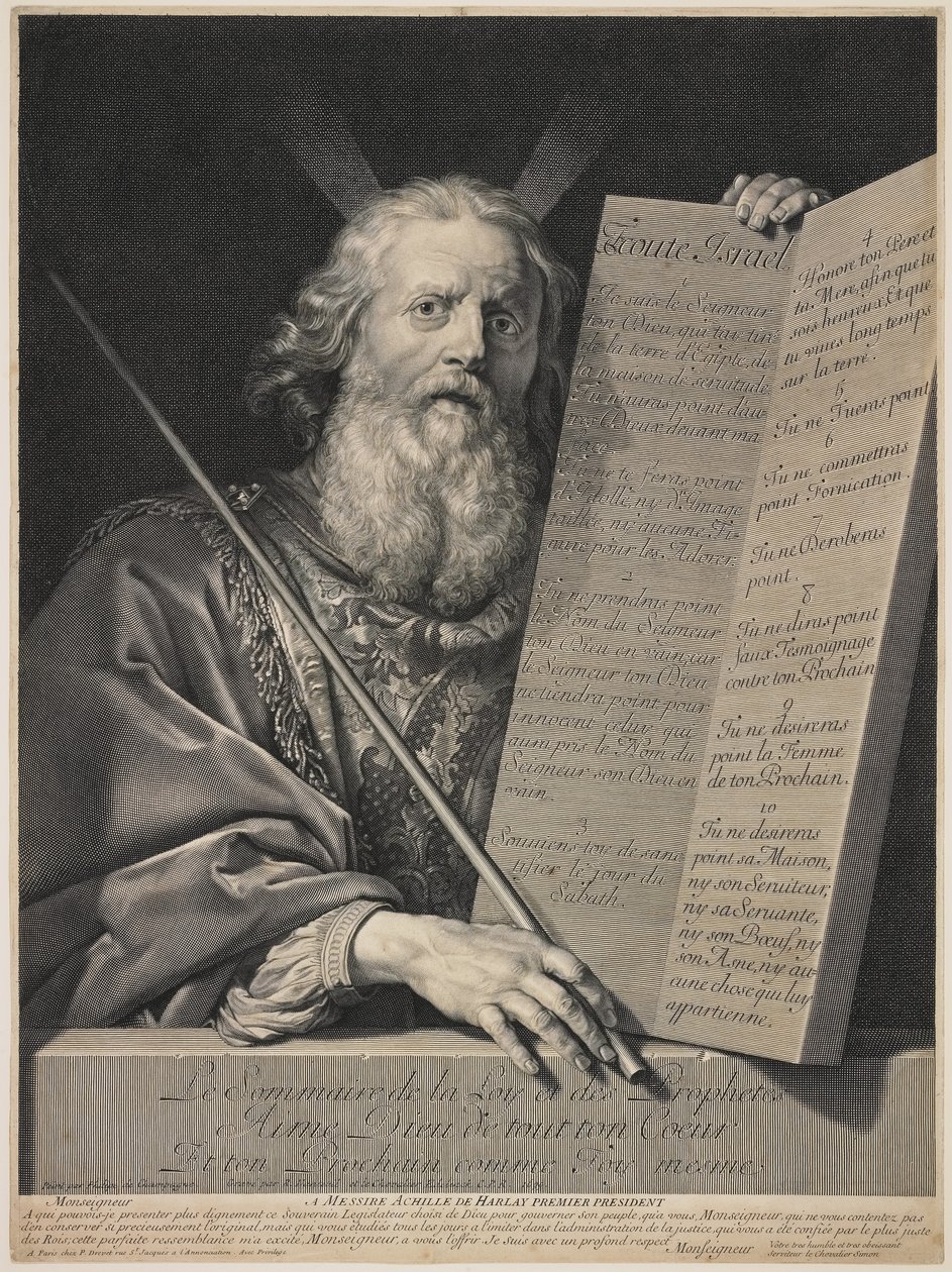 Moses presenterar de tio budorden, 1699 av Robert Nanteuil