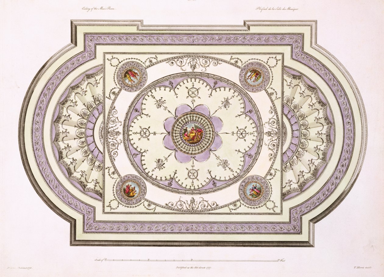 The Ceiling of the Music Room, från Works in Architecture, Volym II, 1779 (tryck) av Robert Adam