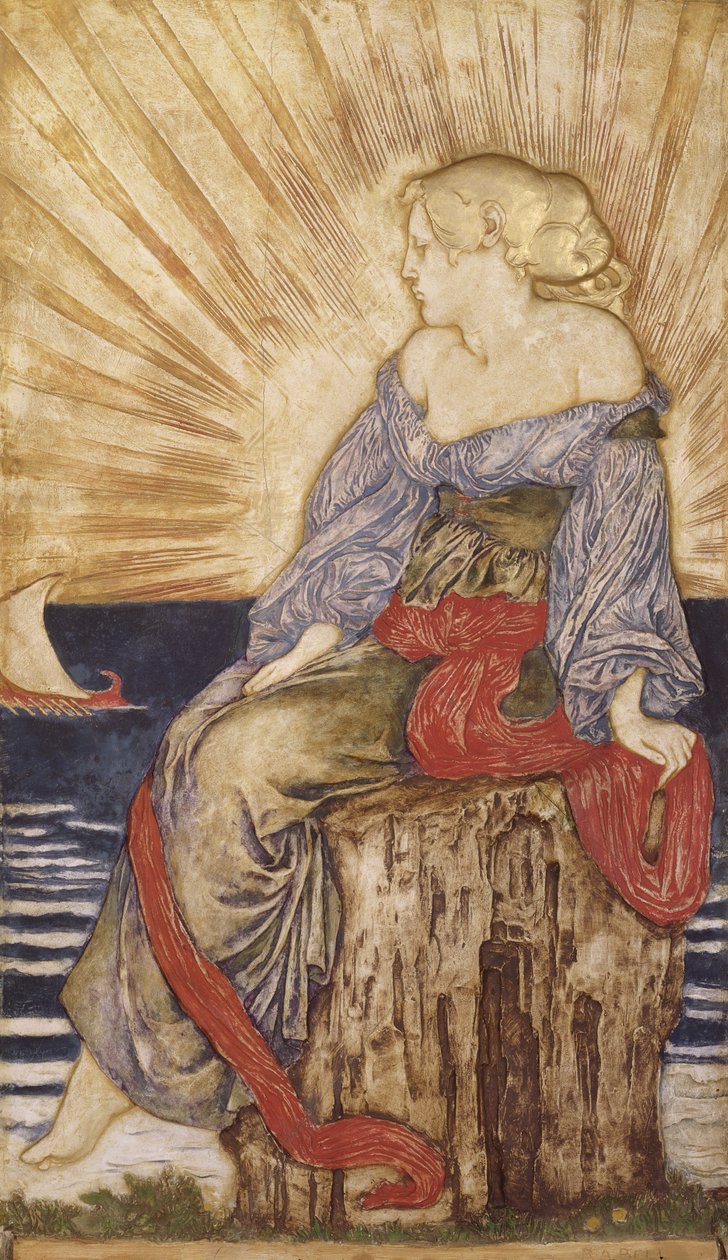 Ariadne (polykrom skulptur av gipsrelief) av Robert Anning Bell