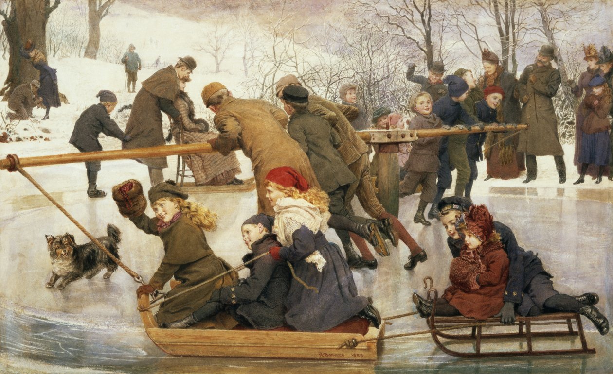 En karusell på isen, 1888 av Robert Barnes