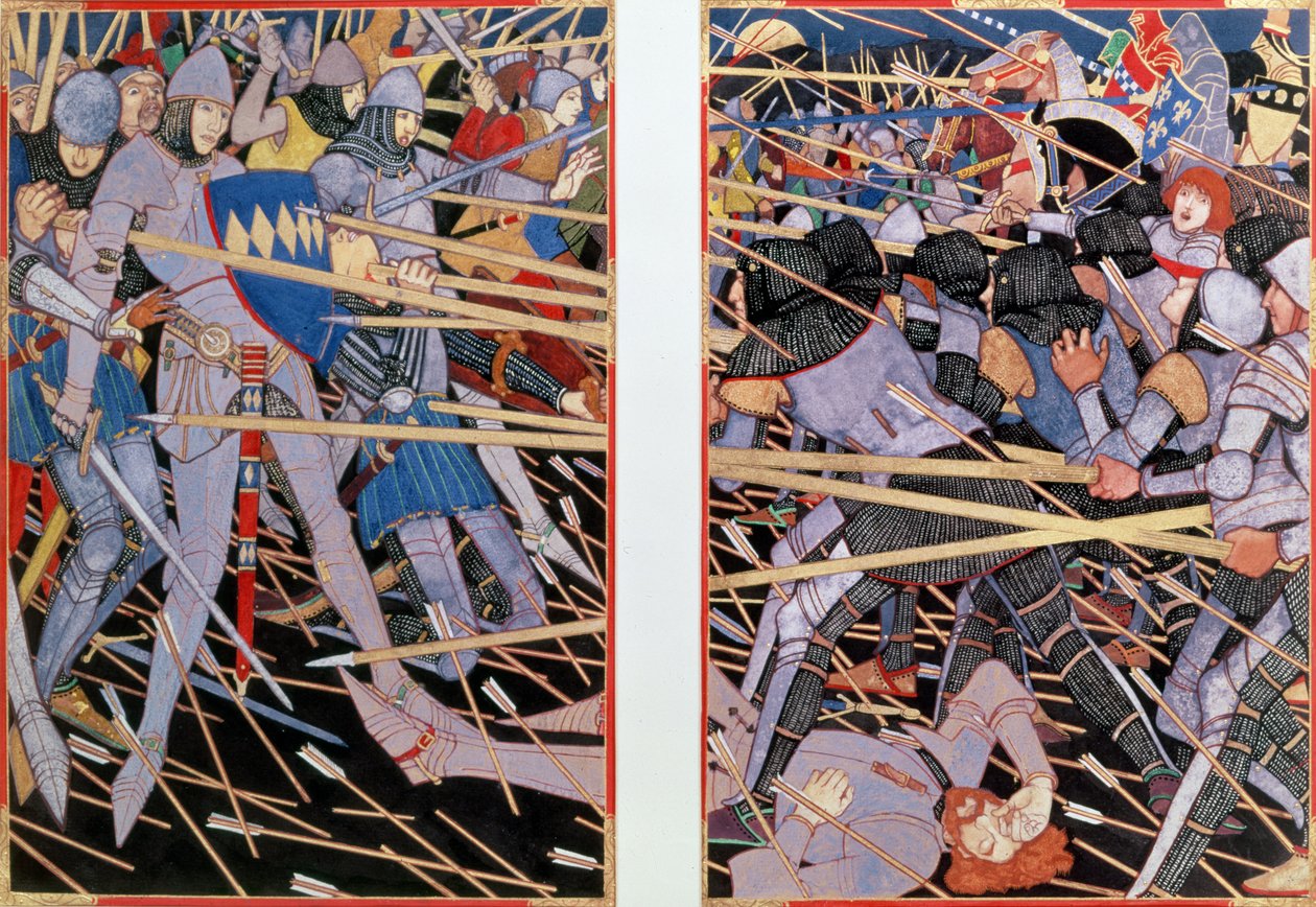 Illustration till slaget vid Otterbourne: Men Persie med sitt flätade svärd (gouache, guld och bläck på papper) av Robert Burns