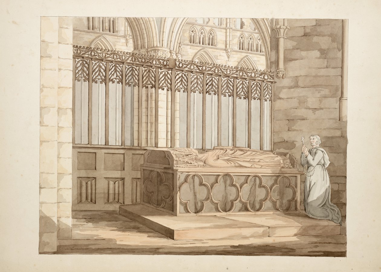 Ms. New Coll 380, f7r. The antiquities of the Cathedral Church of Saint Mary, Carlisle, ritad av Robert Carlile, 1795 (penna och bläck samt wc på papper). av Robert Carlile