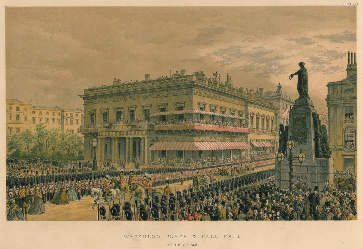 Waterloo Place och Pall Mall, 7 mars 1863, 1863 av Robert Charles Dudley