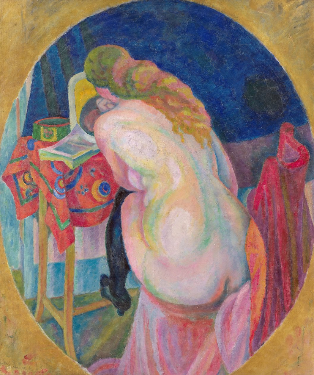 Naken kvinna läser av Robert Delaunay
