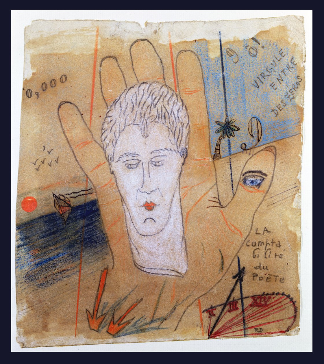 Poetens berättelser (krita på papper) av Robert Desnos