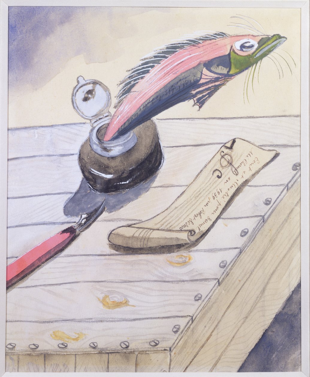 Fisken som hoppar ur bläckkrukan, skriven och illustrerad för Daniel Milhaud av Robert Desnos, 1939 av Robert Desnos