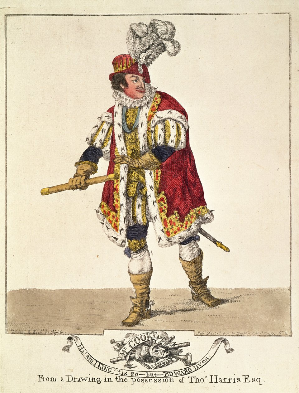 George Frederick Cooke som Richard III, Akt IV, Scene II, 1800 (handfärgad etsning) av Robert Dighton