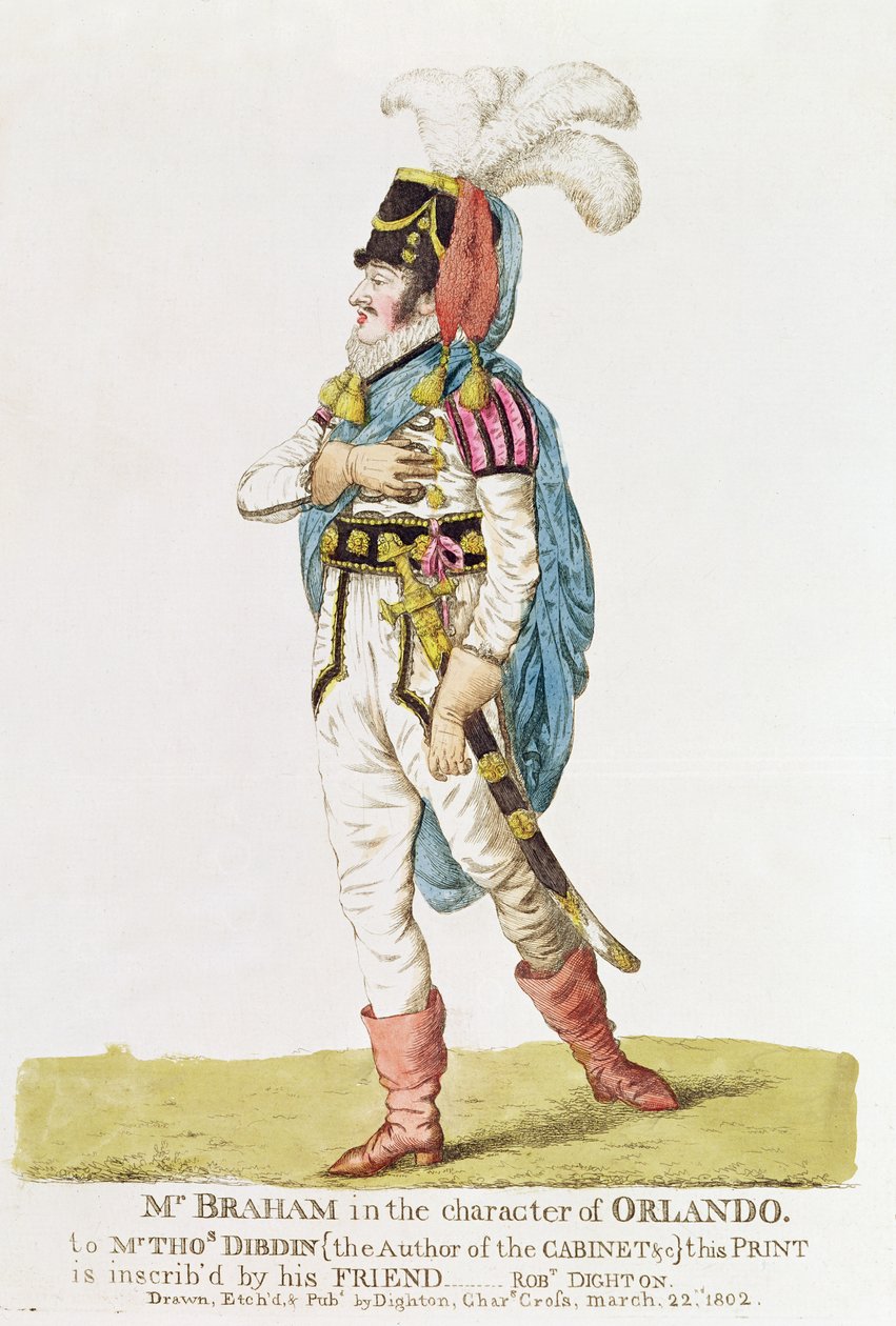 M.John Braham (1777-1856) karaktären av Orlando, 1802 av Robert Dighton