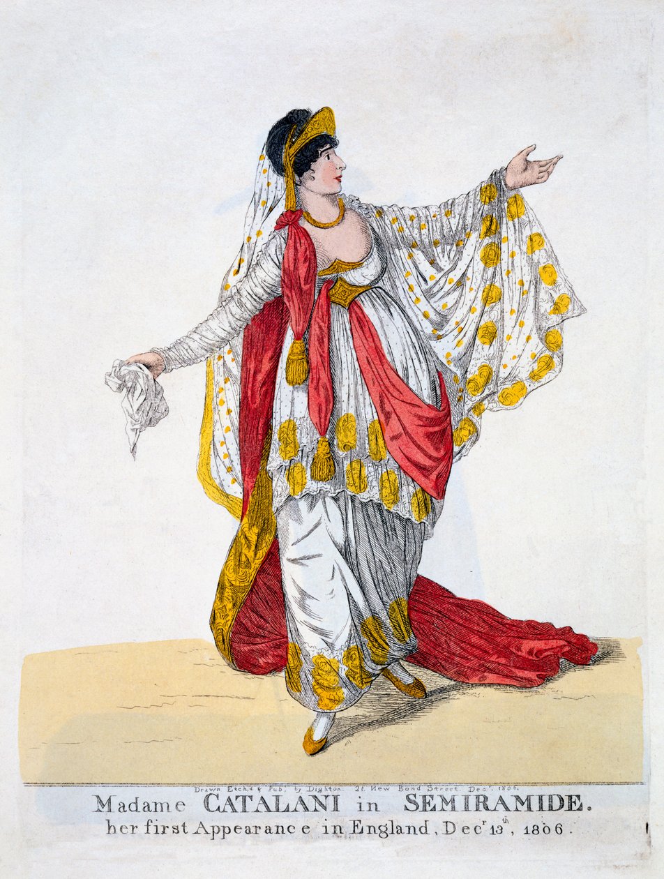 Madame Catalani i titelrollen Semiramide, 1806 av Robert Dighton