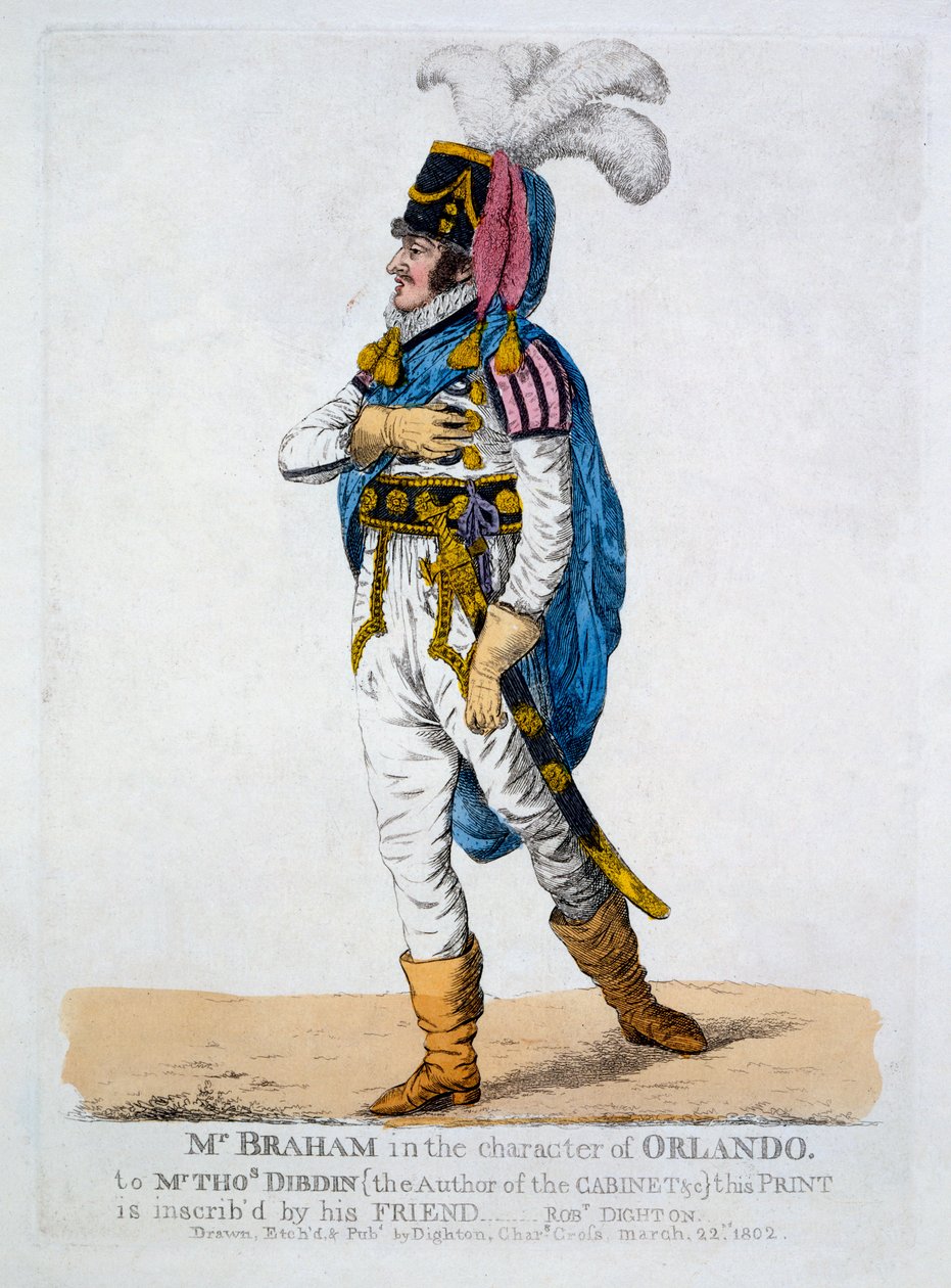 Mr Braham i Orlandos karaktär från "As You Like It", 1802 av Robert Dighton