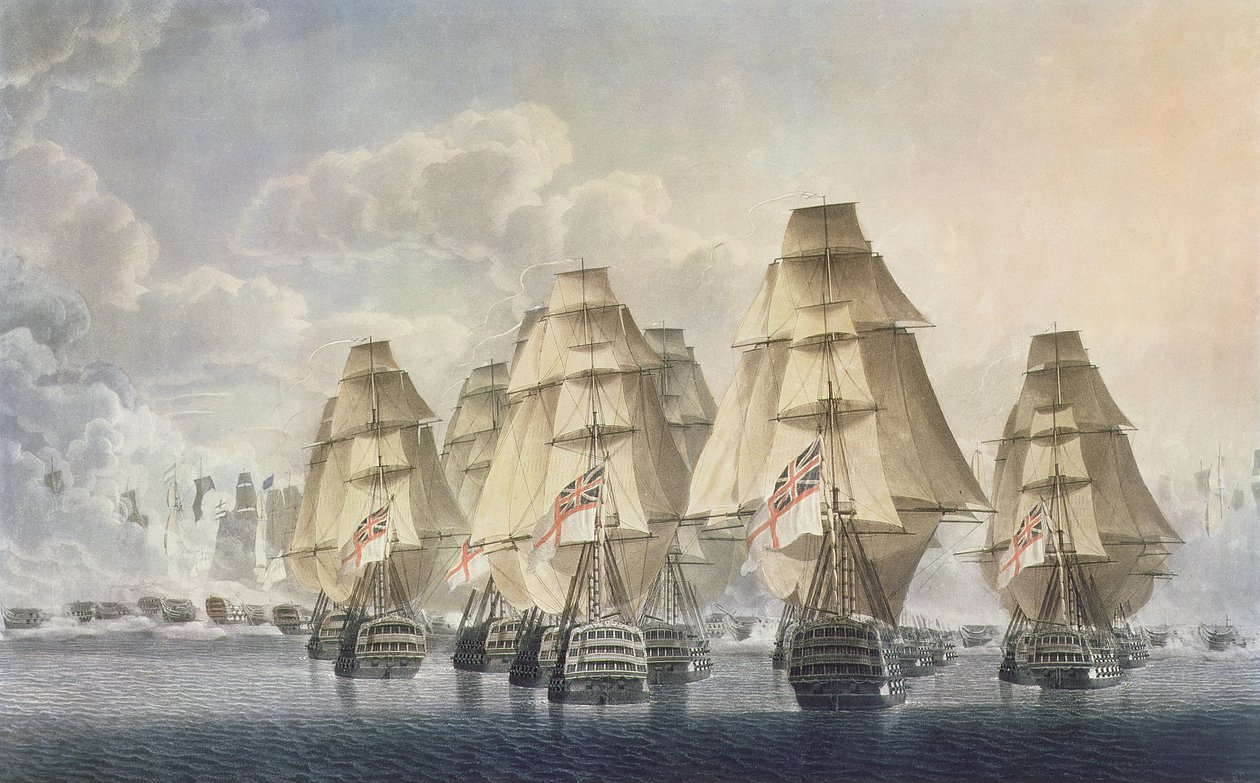 Slaget vid Trafalgar, bakre division, graverad och publicerad av konstnären, 1806 av Robert Dodd