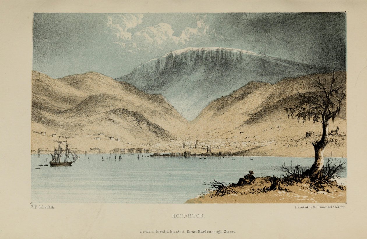 Hobarton, akvarellmålning av Robert Elwes (1819–1878), en rik ung brittisk herre från Norfolk av Robert Elwes