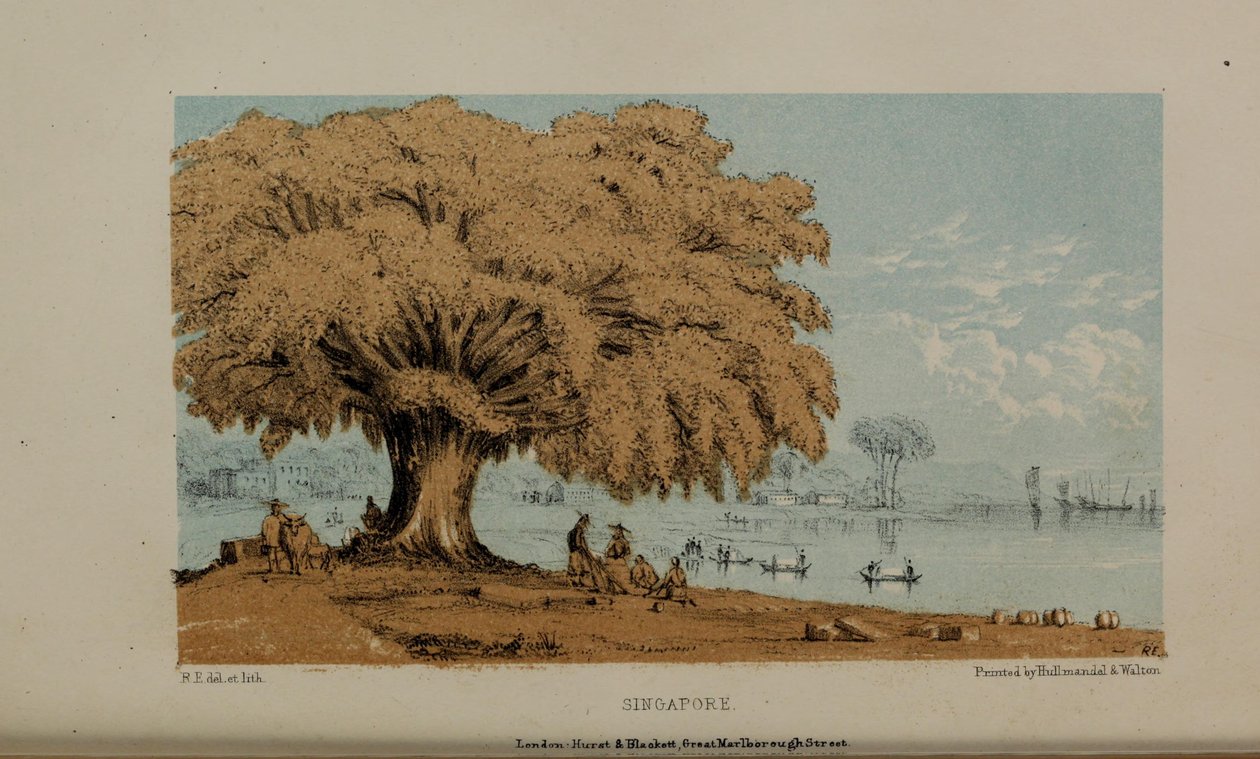 Singapore, akvarellmålning av Robert Elwes (1819–1878), en rik ung brittisk herre från Norfolk. av Robert Elwes