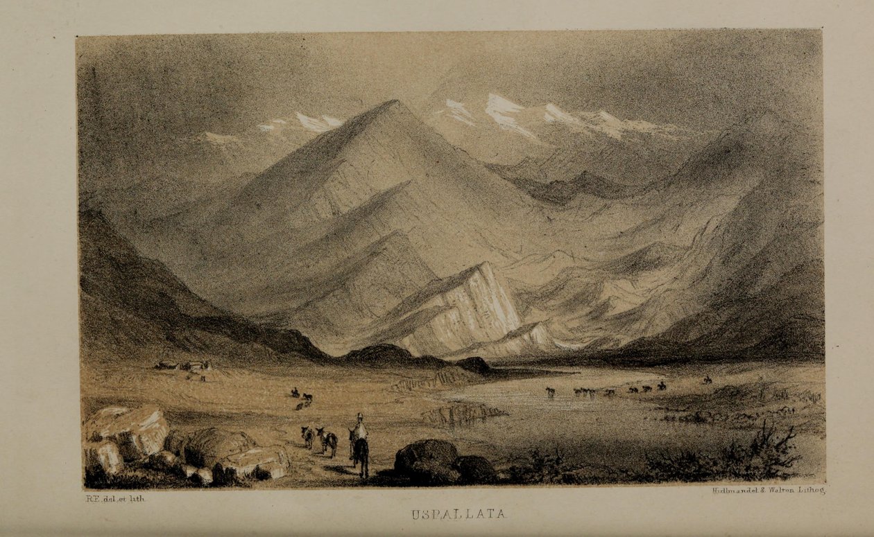 Uspallata, akvarellmålning av Robert Elwes (1819–1878), en rik ung brittisk herre från Norfolk av Robert Elwes