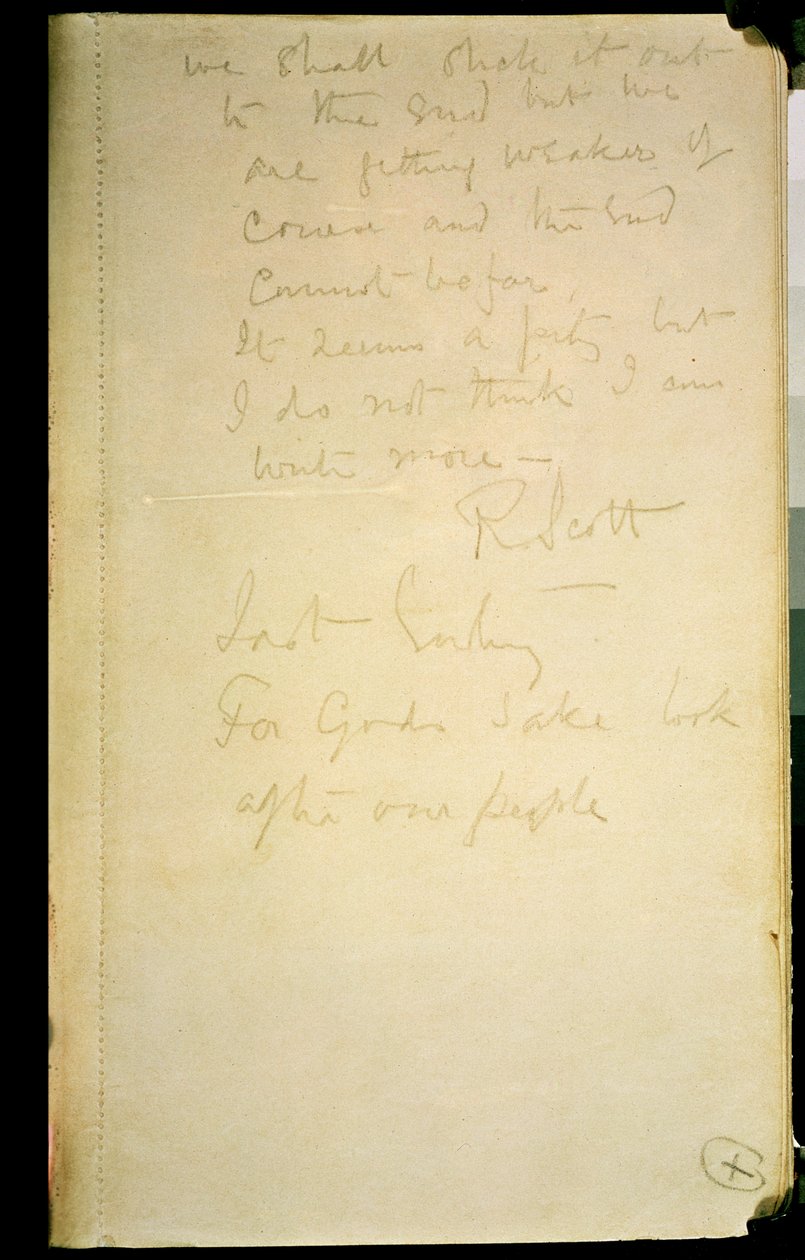 Sista sidan i hans dagbok, Antarktis, 29 mars 1912 av Robert Falcon Scott