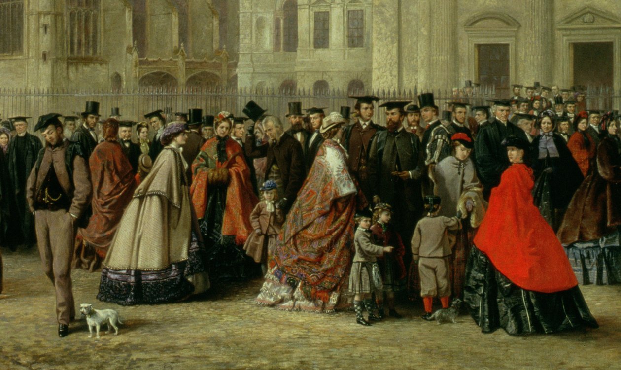 Graderingsmorgon i Cambridge 1863 olja på duk detalj av 169477 av Robert Farren