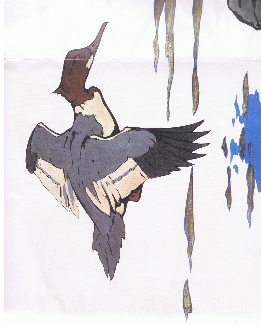 Merganser under flygning av Robert George Talbot Kelly