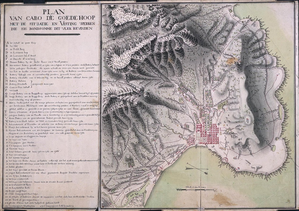 Plattegrond van Cabo de Goede Hoop av Robert Jacob Gordon