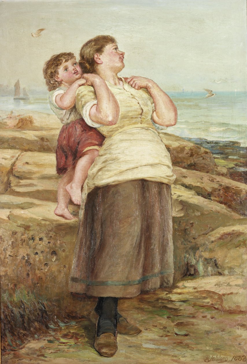 Fishergirl och barn av Robert Jobling
