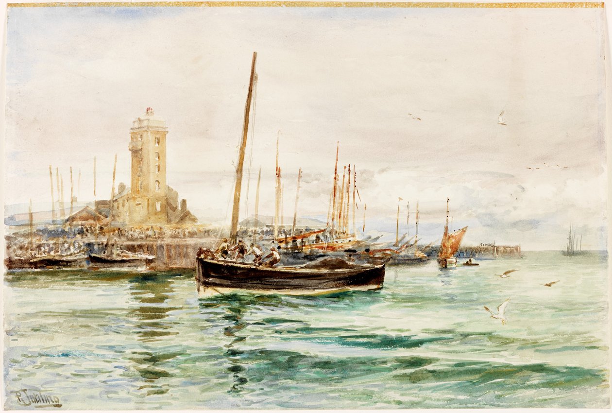 Low Lights, North Shields (penna och akvarell på papper (klistrad ombord)) av Robert Jobling