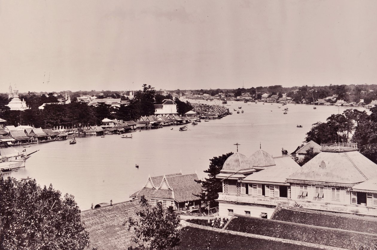 Utsikt över floden Chao Phraya i Bangkok, c.1890-talet av Robert Lenz
