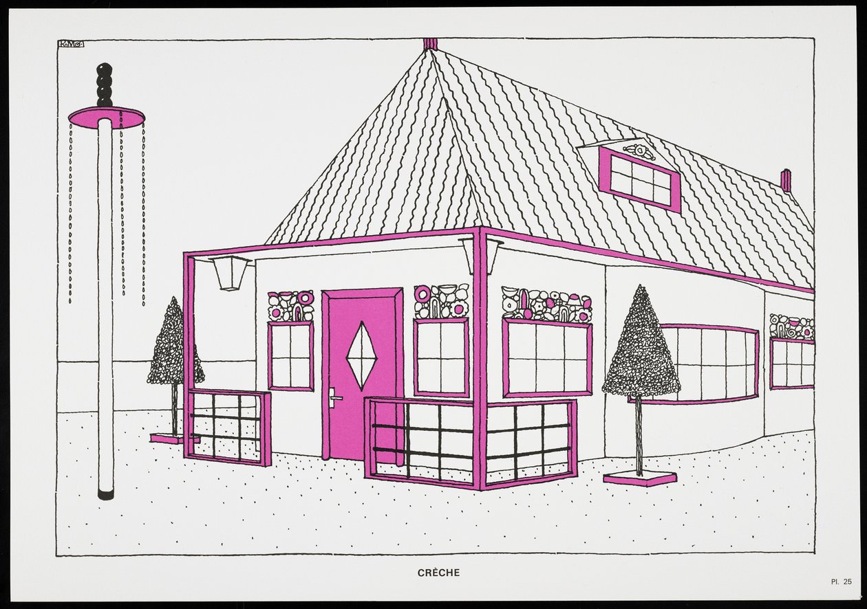 Cot, från Une Cite Moderne, ritningar av Rob Mallet-Stevens Architect, 1987 (publicerad) av Robert Mallet Stevens